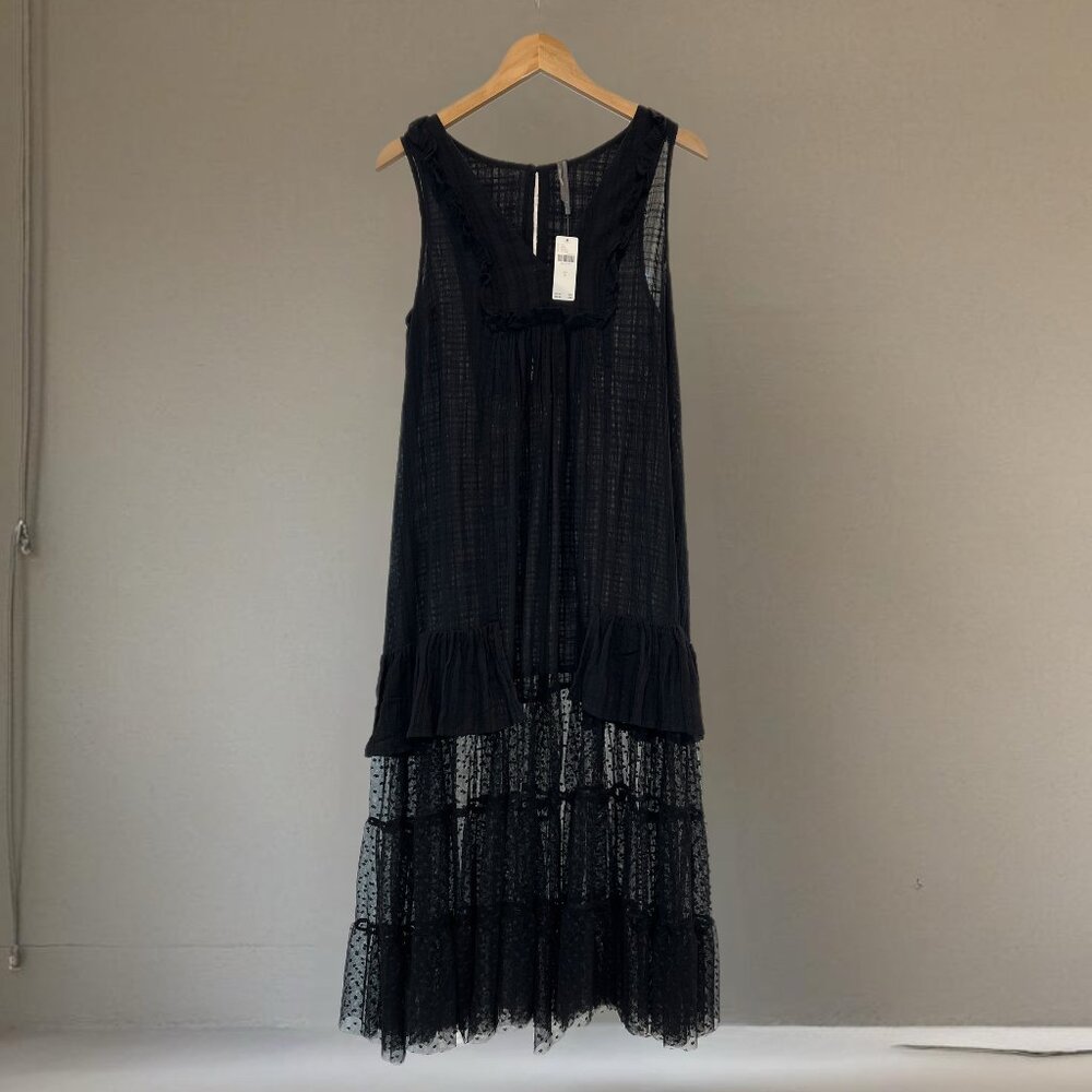 NWT Anthropologie Sheer Ruffled Tulle Dress in Black - Picture 5 of 6